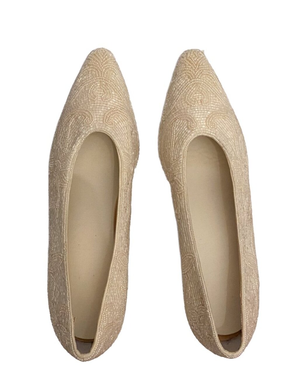 VALERIE STEVENS Beaded Ivory Pumps 8.5M Vintage 90s Evening Bridal